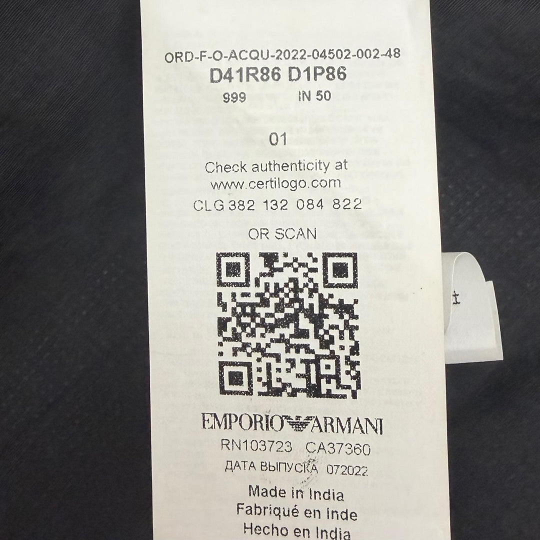 極美品□EMPORIO ARMANI エンポリオ アルマーニ 2022年製 黒タグ スタンドカラー ラムレザージャケット ブラック 48 インド製 正規品