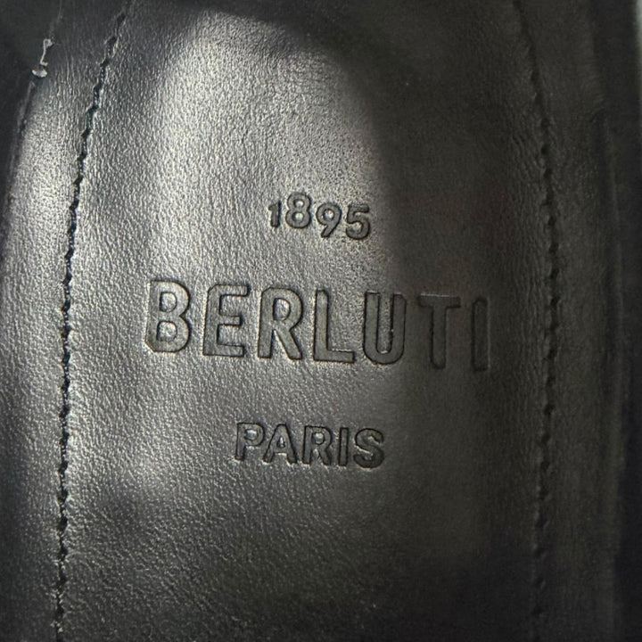 美品□BERLUTI ベルルッティ アレッサンドロ ガレ レザー スクリット カリグラフィ ドレスシューズ イエロー系 8 イタリア製 保存袋付き