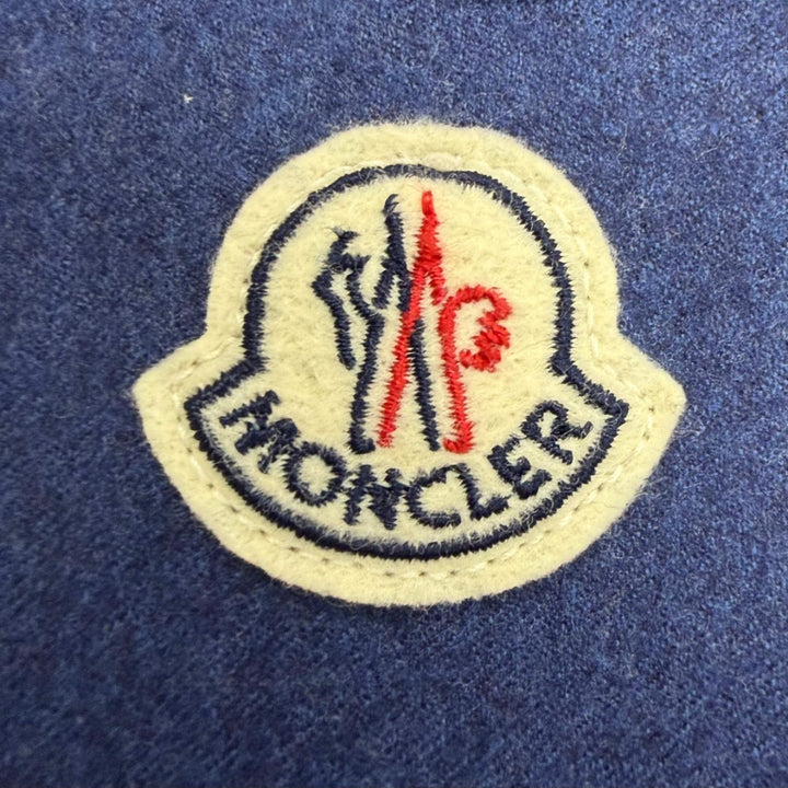 美品□MONCLER モンクレール MONTGENEVRE GIUBBOTTO ウール100％ ロゴワッペン フーデッド ダウンジャケット ネイビー 0 正規品 メンズ