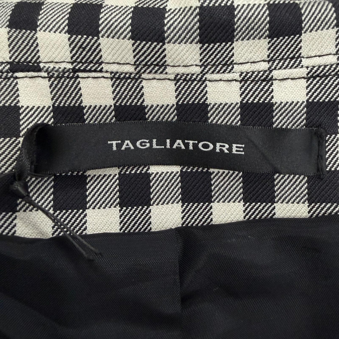 極美品□TAGLIATORE タリアトーレ SALOMON ギンガムチェック ベルテッド ステンカラーコート ホワイト ブラック IT 48 イタリア製 メンズ