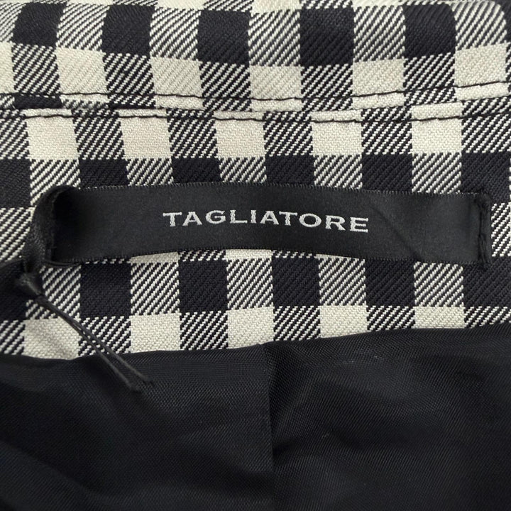 極美品□TAGLIATORE タリアトーレ SALOMON ギンガムチェック ベルテッド ステンカラーコート ホワイト ブラック IT 48 イタリア製 メンズ