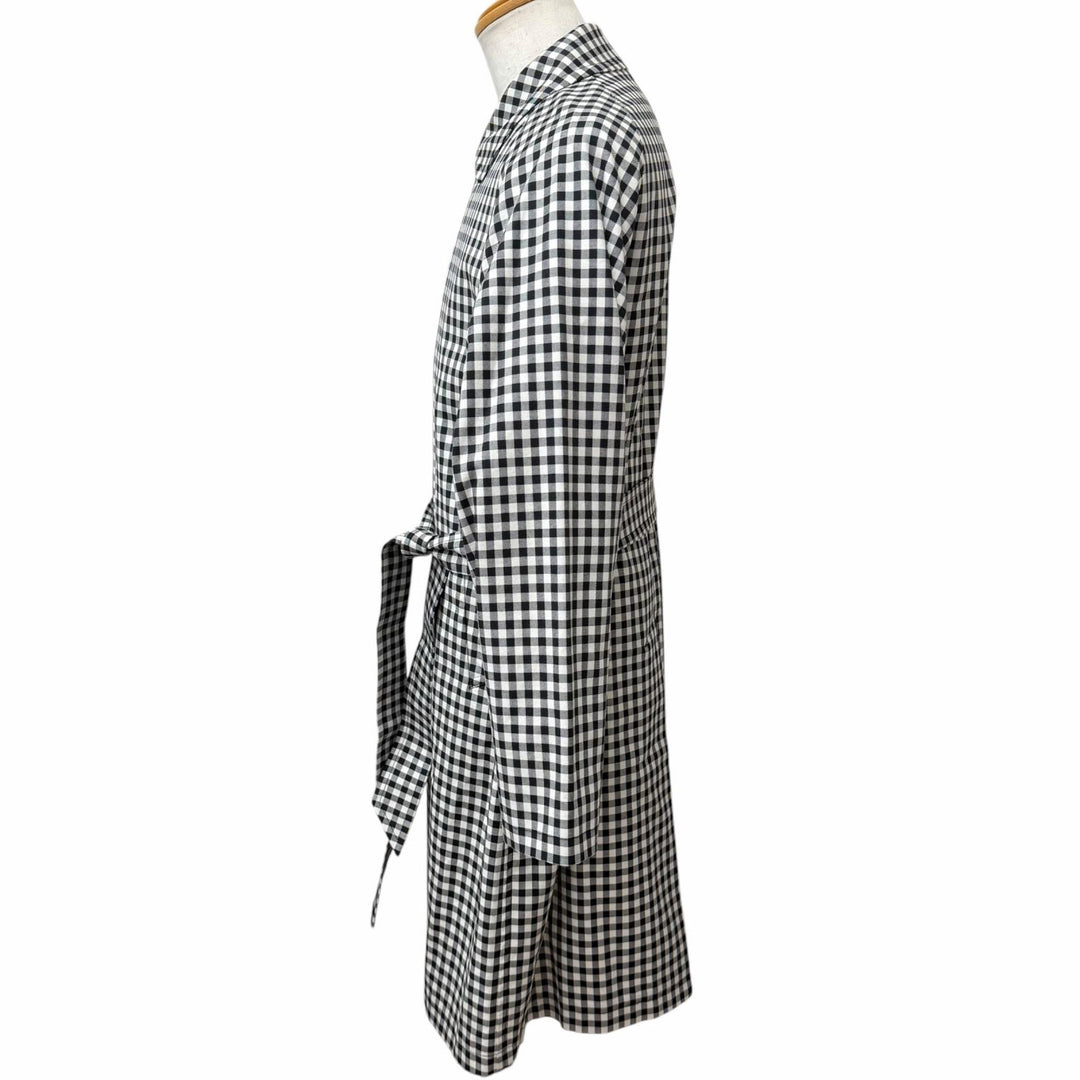 極美品□TAGLIATORE タリアトーレ SALOMON ギンガムチェック ベルテッド ステンカラーコート ホワイト ブラック IT 48 イタリア製 メンズ