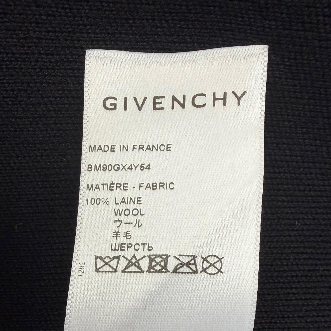 極美品▼GIVENCHY ジバンシィ BM90GX4Y54 ウール100% スタッズロゴ クルーネック ニット セーター ブラック S フランス製 正規品 メンズ