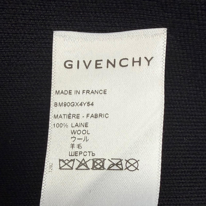 極美品▼GIVENCHY ジバンシィ BM90GX4Y54 ウール100% スタッズロゴ クルーネック ニット セーター ブラック S フランス製 正規品 メンズ
