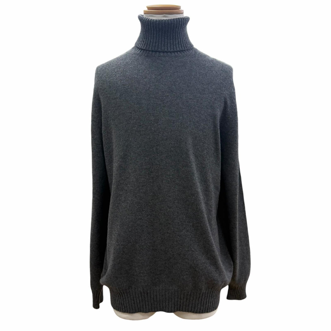 極美品▼Brunello Cucinelli ブルネロクチネリ カシミヤ100% タートルネック ニットセーター グレー IT 54 (3L) イタリア製 メンズ