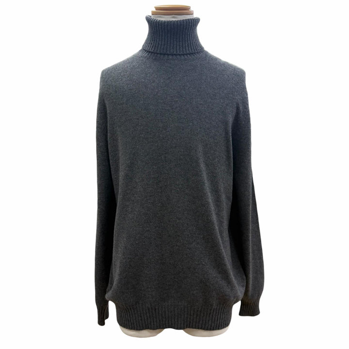 極美品▼Brunello Cucinelli ブルネロクチネリ カシミヤ100% タートルネック ニットセーター グレー IT 54 (3L) イタリア製 メンズ
