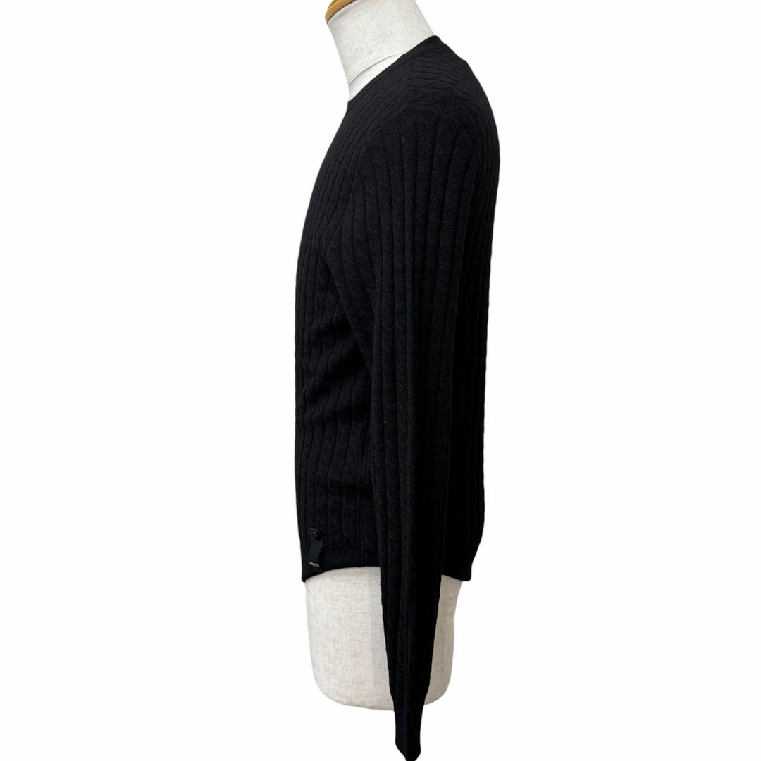極美品□FENDI フェンディ 2022年製 FZX077 FFロゴ金具 ケーブル編み ロングスリーブニット セーター ブラック IT 44 イタリア製 正規品