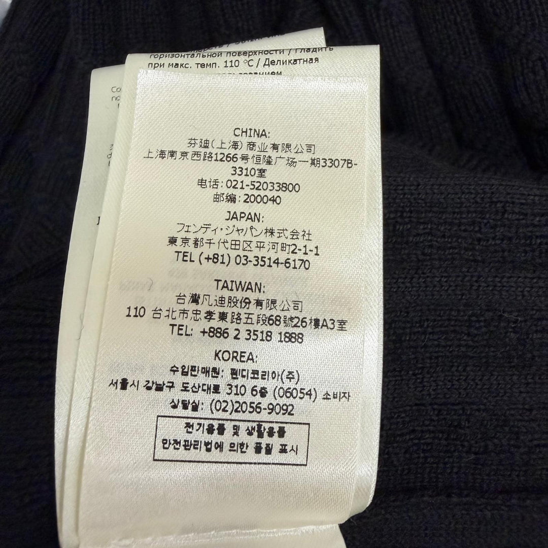 極美品□FENDI フェンディ 2022年製 FZX077 FFロゴ金具 ケーブル編み ロングスリーブニット セーター ブラック IT 44 イタリア製 正規品