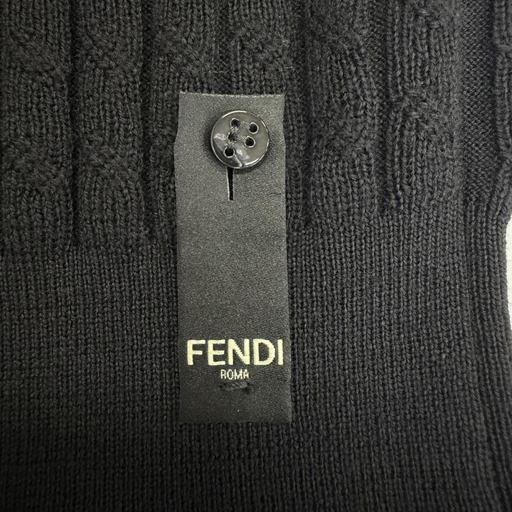 極美品□FENDI フェンディ 2022年製 FZX077 FFロゴ金具 ケーブル編み ロングスリーブニット セーター ブラック IT 44 イタリア製 正規品