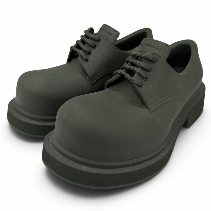 未使用品★BALENCIAGA バレンシアガ 770703 STEROID DERBY ラバー ダークカーキ レースアップ ローカットシューズ IT 36 箱・保存袋付き