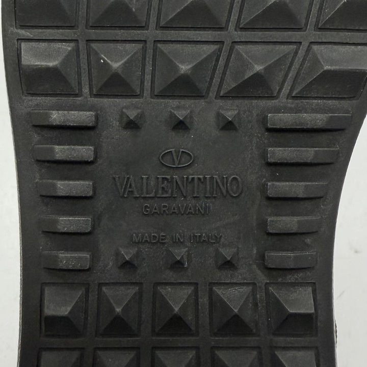 極美品▼Valentino Garavani ヴァレンティノガラヴァーニ レザー レースアップ ローカットスニーカー ブラック ブルー IT 40 伊製 箱付き