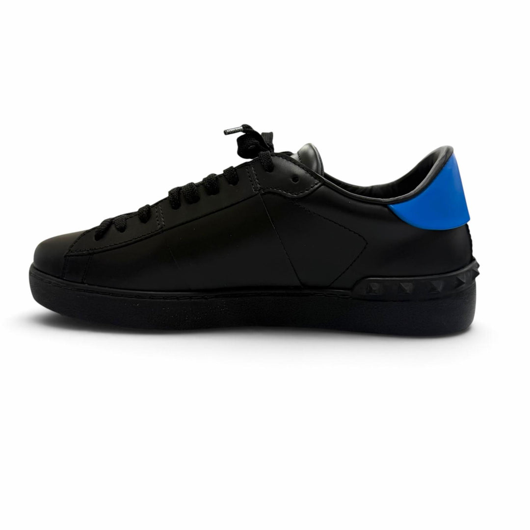 極美品▼Valentino Garavani ヴァレンティノガラヴァーニ レザー レースアップ ローカットスニーカー ブラック ブルー IT 40 伊製 箱付き