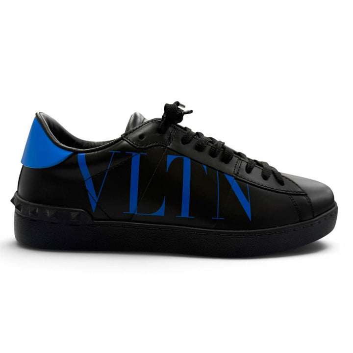 極美品▼Valentino Garavani ヴァレンティノガラヴァーニ レザー レースアップ ローカットスニーカー ブラック ブルー IT 40 伊製 箱付き