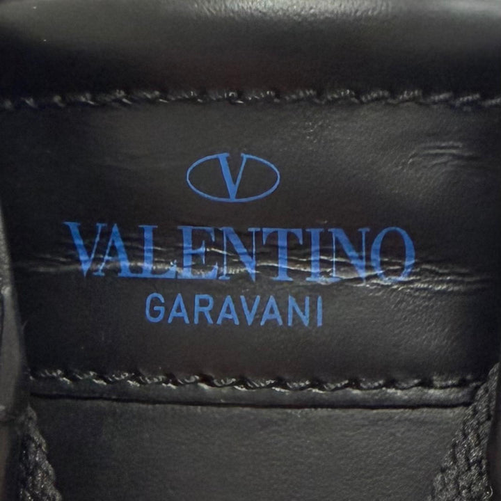 極美品▼Valentino Garavani ヴァレンティノガラヴァーニ レザー レースアップ ローカットスニーカー ブラック ブルー IT 40 伊製 箱付き