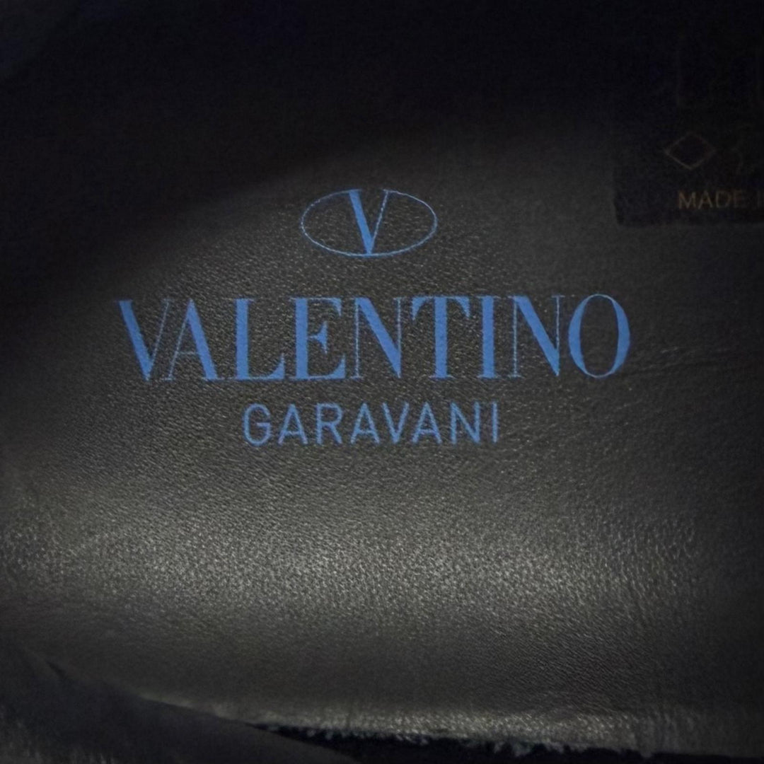 極美品▼Valentino Garavani ヴァレンティノガラヴァーニ レザー レースアップ ローカットスニーカー ブラック ブルー IT 40 伊製 箱付き
