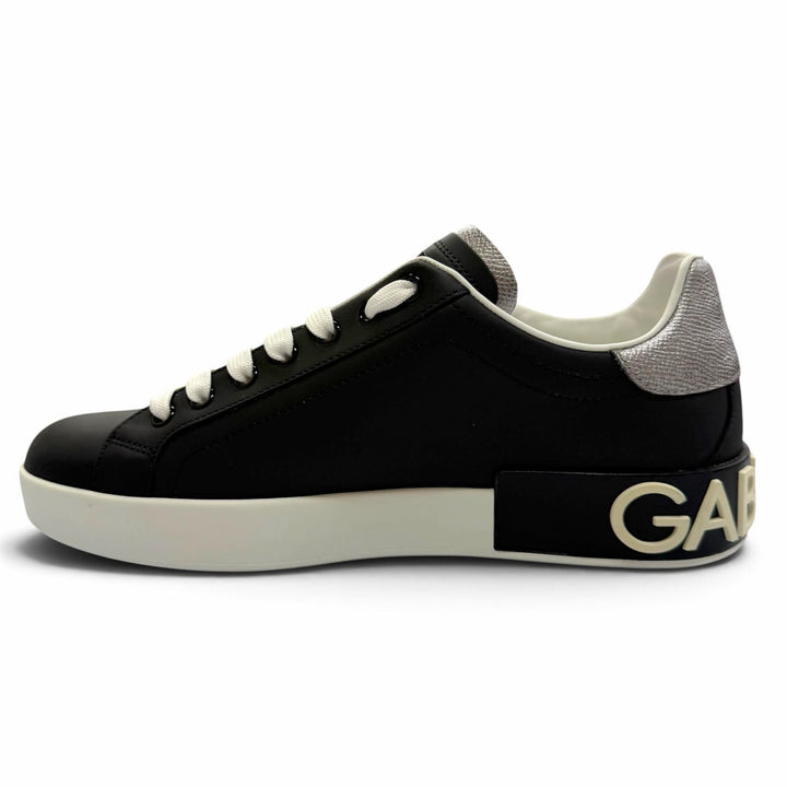 未使用品▼DOLCE&amp;GABBANA ドルチェ＆ガッバーナ レザー レースアップ ローカットスニーカー ブラック シルバー 6 イタリア製 メンズ