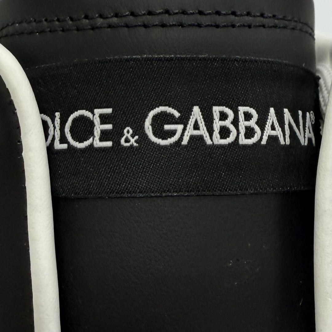 未使用品▼DOLCE&amp;GABBANA ドルチェ＆ガッバーナ レザー レースアップ ローカットスニーカー ブラック シルバー 6 イタリア製 メンズ