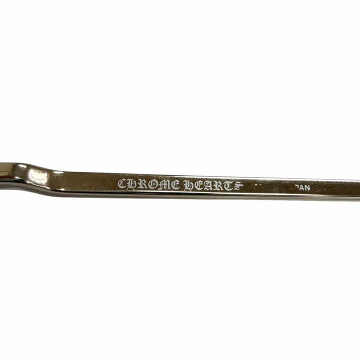 美品□CHROME HEARTS クロムハーツ BUCKLE RIDER SV925使い クロス スクエアフレーム メガネ 眼鏡 アイウェア ゴールド 度無 重量30g