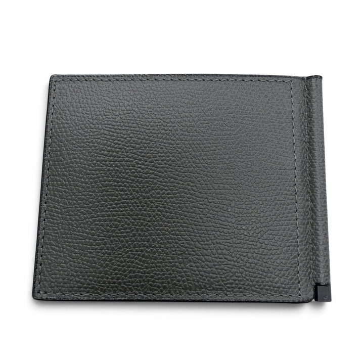 極美品▼Valextra ヴァレクストラ SGSR0080028 レザー マネークリップ 札入れ カードケース 二つ折り財布 グレー イタリア製 メンズ 箱付