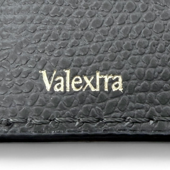 極美品▼Valextra ヴァレクストラ SGSR0080028 レザー マネークリップ 札入れ カードケース 二つ折り財布 グレー イタリア製 メンズ 箱付