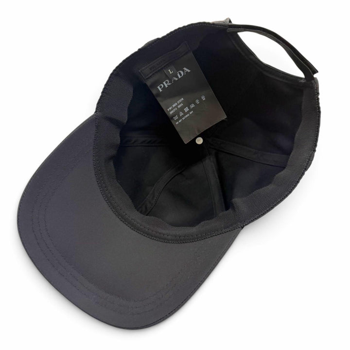 極美品▼PRADA プラダ 2023年製 2HC274 2CCA ナイロン Re-Nylon ロゴ刺繍 帽子 ベースボールキャップ ブラック L 正規品 ユニセックス