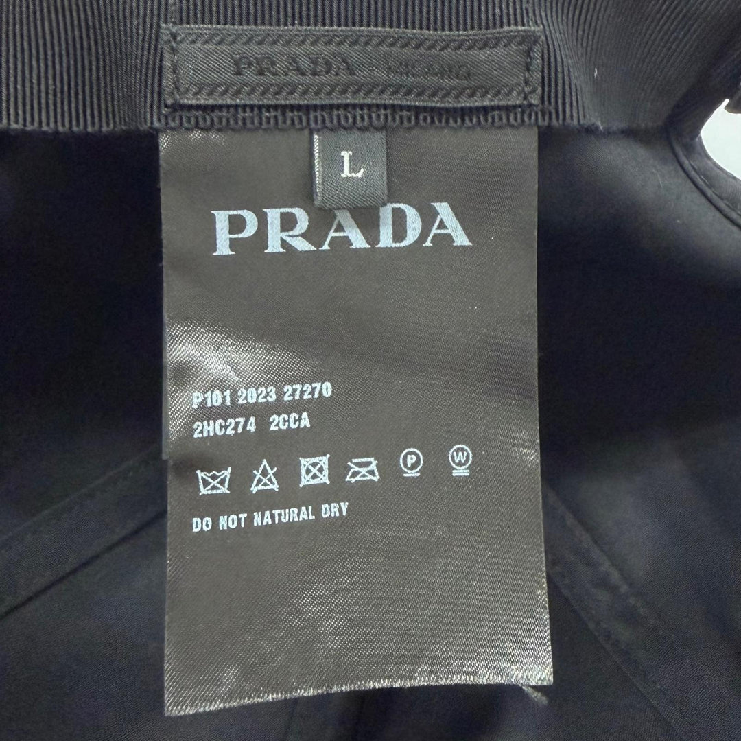 極美品▼PRADA プラダ 2023年製 2HC274 2CCA ナイロン Re-Nylon ロゴ刺繍 帽子 ベースボールキャップ ブラック L 正規品 ユニセックス
