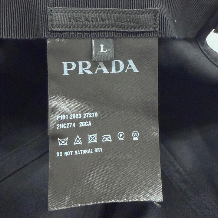 極美品▼PRADA プラダ 2023年製 2HC274 2CCA ナイロン Re-Nylon ロゴ刺繍 帽子 ベースボールキャップ ブラック L 正規品 ユニセックス