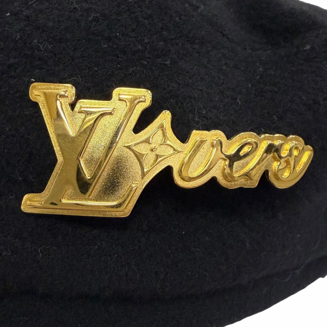 極美品□LOUIS VUITTON ルイヴィトン 2024年製 M5025L ベレー・LV バーズ ベレー帽 ブラック ゴールド金具 イタリア製 正規品 メンズ