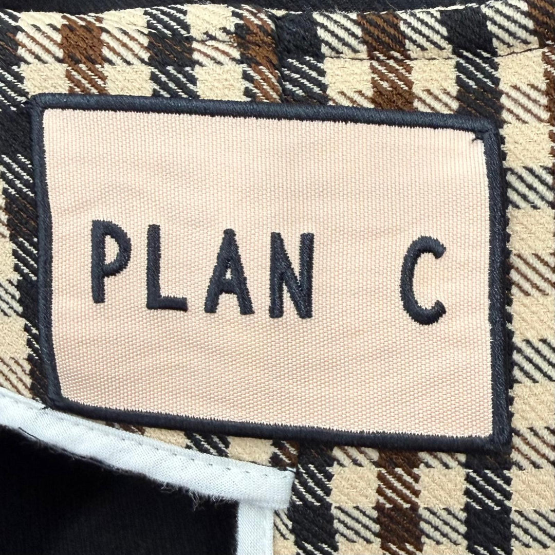 極美品★Plan C プランシー CMCAC55K00TPA03/PNCAB56AZ8TPA3 チェック ベルト付 スーツ セットアップ ベージュ ブラウン 38 40 正規品