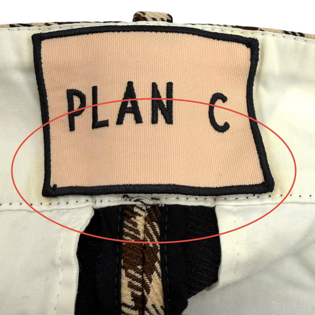 極美品★Plan C プランシー CMCAC55K00TPA03/PNCAB56AZ8TPA3 チェック ベルト付 スーツ セットアップ ベージュ ブラウン 38 40 正規品