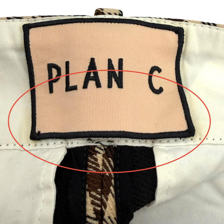 極美品★Plan C プランシー CMCAC55K00TPA03/PNCAB56AZ8TPA3 チェック ベルト付 スーツ セットアップ ベージュ ブラウン 38 40 正規品
