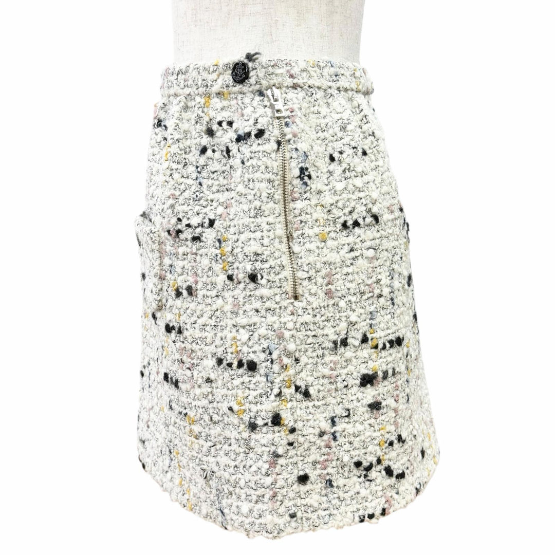 未使用品△LOUIS VUITTON ルイヴィトン 24AW ウール アルパカ アンカーボタン ミニ ツイードスカート ホワイト系 マルチカラー 40 正規品