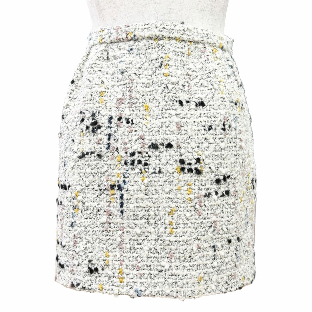 未使用品△LOUIS VUITTON ルイヴィトン 24AW ウール アルパカ アンカーボタン ミニ ツイードスカート ホワイト系 マルチカラー 40 正規品