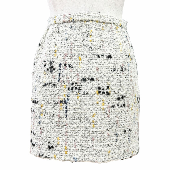 未使用品△LOUIS VUITTON ルイヴィトン 24AW ウール アルパカ アンカーボタン ミニ ツイードスカート ホワイト系 マルチカラー 40 正規品
