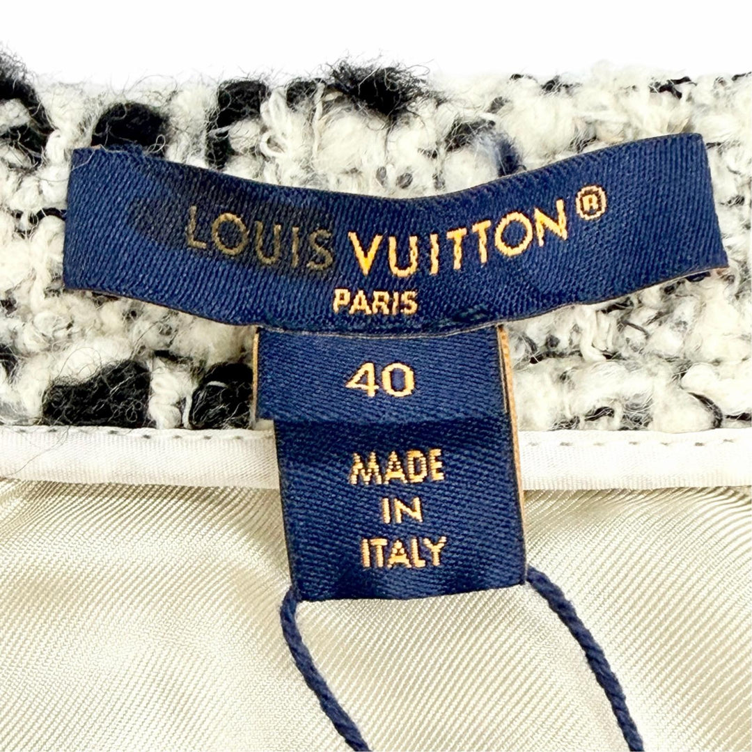 未使用品△LOUIS VUITTON ルイヴィトン 24AW ウール アルパカ アンカーボタン ミニ ツイードスカート ホワイト系 マルチカラー 40 正規品