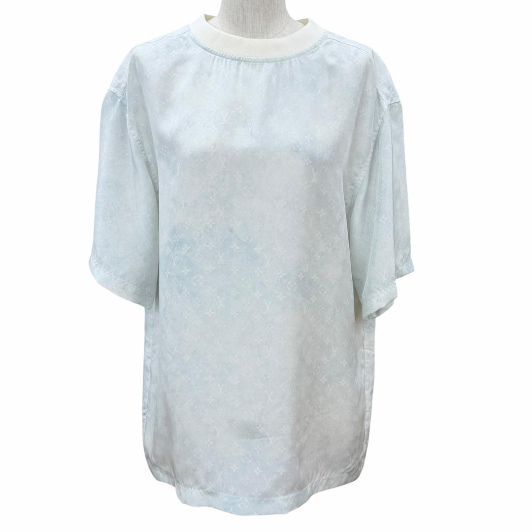未使用品★LOUIS VUITTON ルイヴィトン 24SS シルク100% オーバーサイズ モノグラム クルーネック 半袖Ｔシャツ 32 イタリア製 正規品