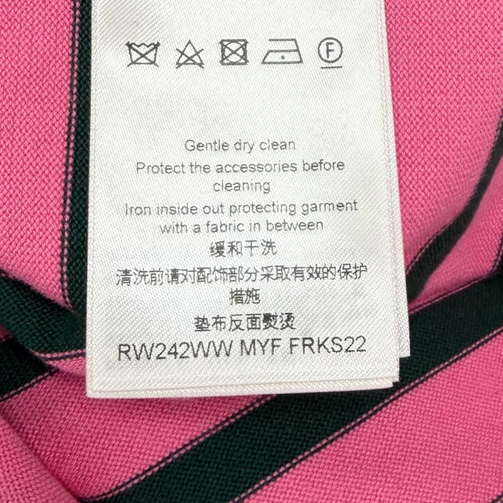 未使用品★LOUIS VUITTON ルイヴィトン 24AW LVレザーパッチ ボーダー コットン 半袖Ｔシャツ ピンク グリーン M イタリア製 正規品