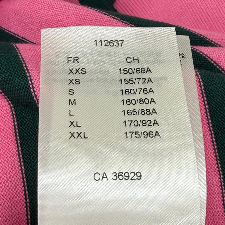未使用品★LOUIS VUITTON ルイヴィトン 24AW LVレザーパッチ ボーダー コットン 半袖Ｔシャツ ピンク グリーン M イタリア製 正規品
