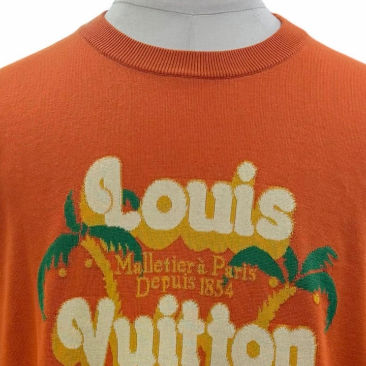 未使用品▼LOUIS VUITTON ルイヴィトン 24AW パームツリー インターシャ ショートスリーブ 半袖ニット オレンジ XL 伊製 正規品 メンズ