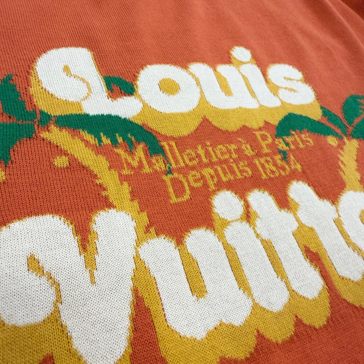 未使用品▼LOUIS VUITTON ルイヴィトン 24AW パームツリー インターシャ ショートスリーブ 半袖ニット オレンジ XL 伊製 正規品 メンズ