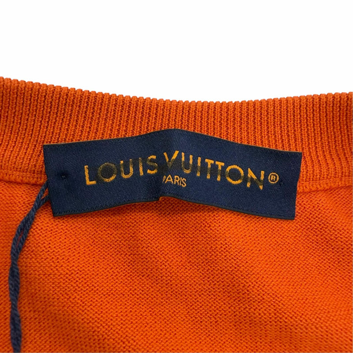 未使用品▼LOUIS VUITTON ルイヴィトン 24AW パームツリー インターシャ ショートスリーブ 半袖ニット オレンジ XL 伊製 正規品 メンズ
