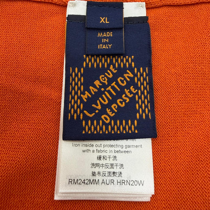 未使用品▼LOUIS VUITTON ルイヴィトン 24AW パームツリー インターシャ ショートスリーブ 半袖ニット オレンジ XL 伊製 正規品 メンズ