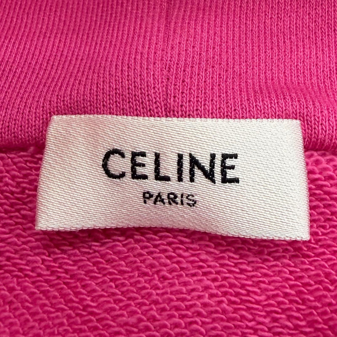 極美品▼CELINE セリーヌ 2Y795670Q コットン100% パームツリー スタッズ フーデッド プルオーバー パーカー ピンク XS 正規品 メンズ