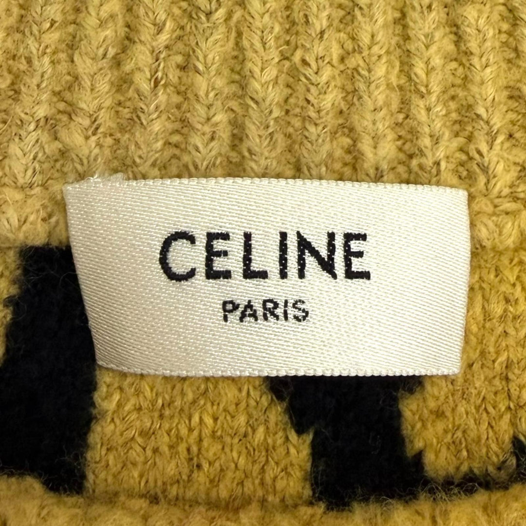 極美品□CELINE セリーヌ 2AD0G448U レオパード柄 クロップド 起毛地 長袖ニット セーター ブラウン系 S イタリア製 正規品 メンズ