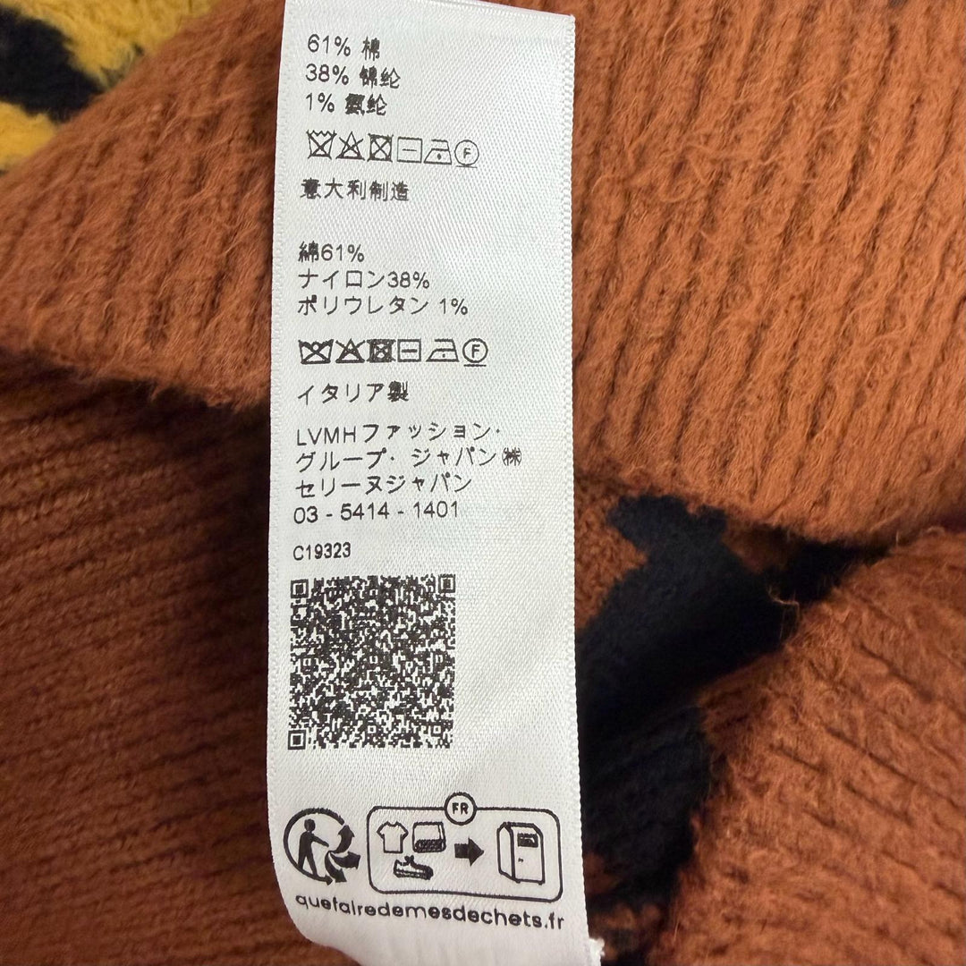 極美品□CELINE セリーヌ 2AD0G448U レオパード柄 クロップド 起毛地 長袖ニット セーター ブラウン系 S イタリア製 正規品 メンズ