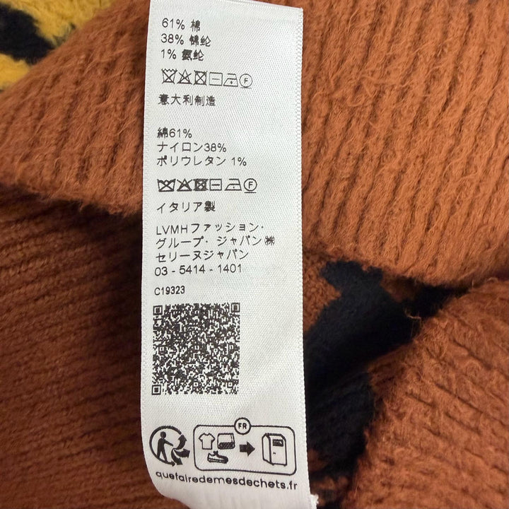 極美品□CELINE セリーヌ 2AD0G448U レオパード柄 クロップド 起毛地 長袖ニット セーター ブラウン系 S イタリア製 正規品 メンズ