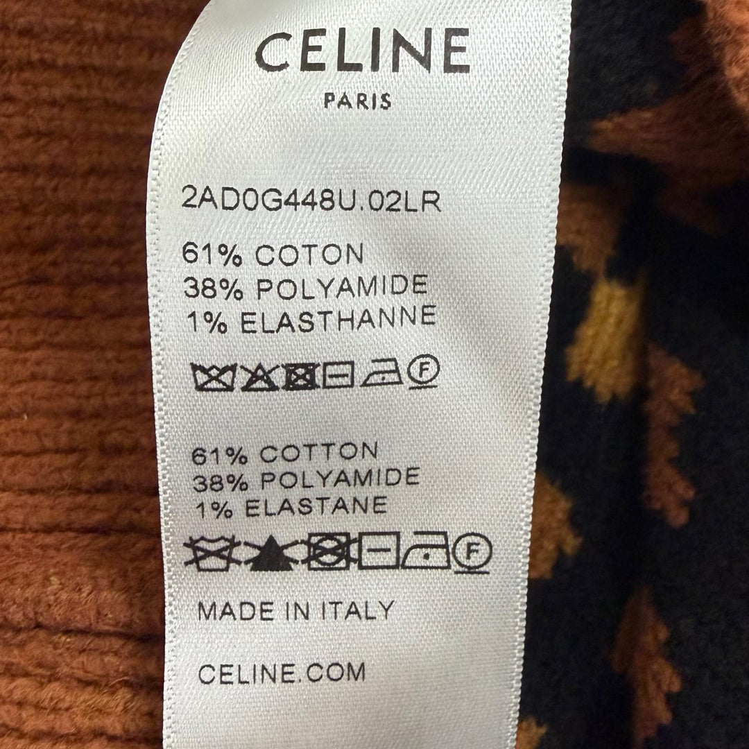 極美品□CELINE セリーヌ 2AD0G448U レオパード柄 クロップド 起毛地 長袖ニット セーター ブラウン系 S イタリア製 正規品 メンズ