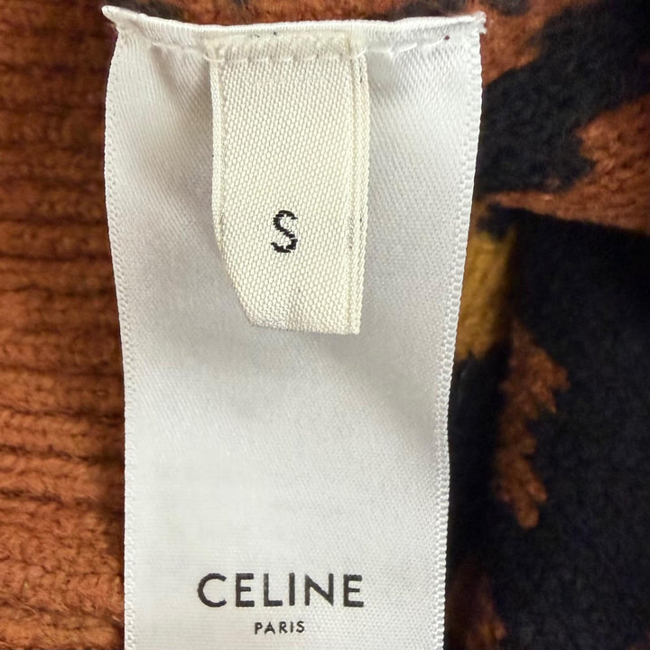 極美品□CELINE セリーヌ 2AD0G448U レオパード柄 クロップド 起毛地 長袖ニット セーター ブラウン系 S イタリア製 正規品 メンズ