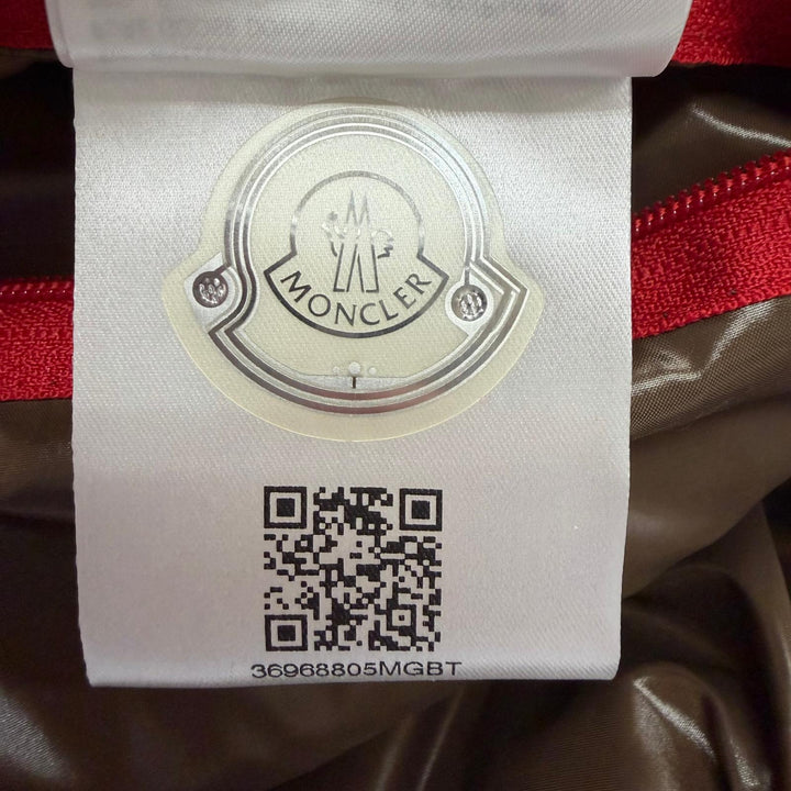 美品▼MONCLER モンクレール C20914335005 TIB ロゴワッペン付き ダブルジップアップ ジレ ダウンベスト レッド 1 正規品 メンズ