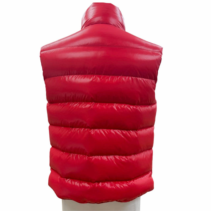 美品▼MONCLER モンクレール C20914335005 TIB ロゴワッペン付き ダブルジップアップ ジレ ダウンベスト レッド 1 正規品 メンズ